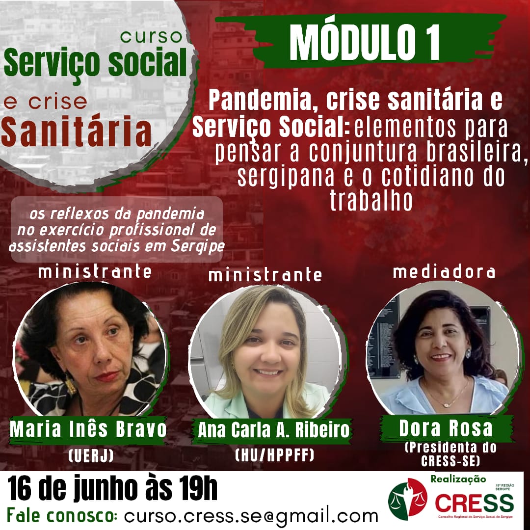 CRESS Sergipe inicia Curso de Serviço Social e Crise Sanitária