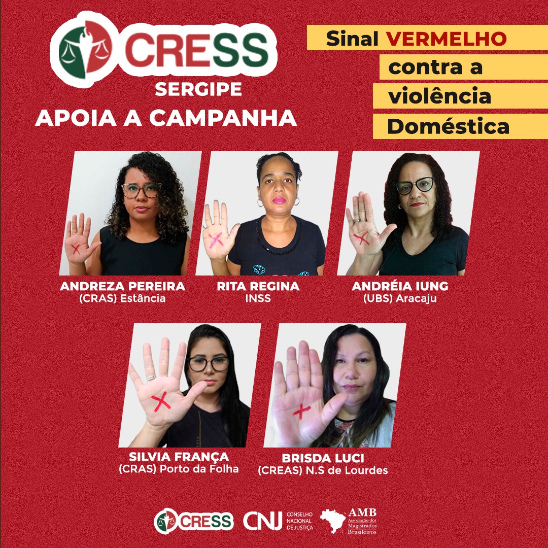 CRESS Sergipe apoia Campanha “Sinal Vermelho contra a Violência Doméstica”