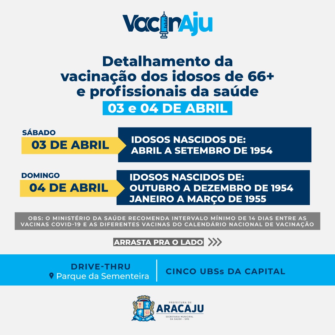 Vacinação prossegue durante o fim de semana em Aracaju