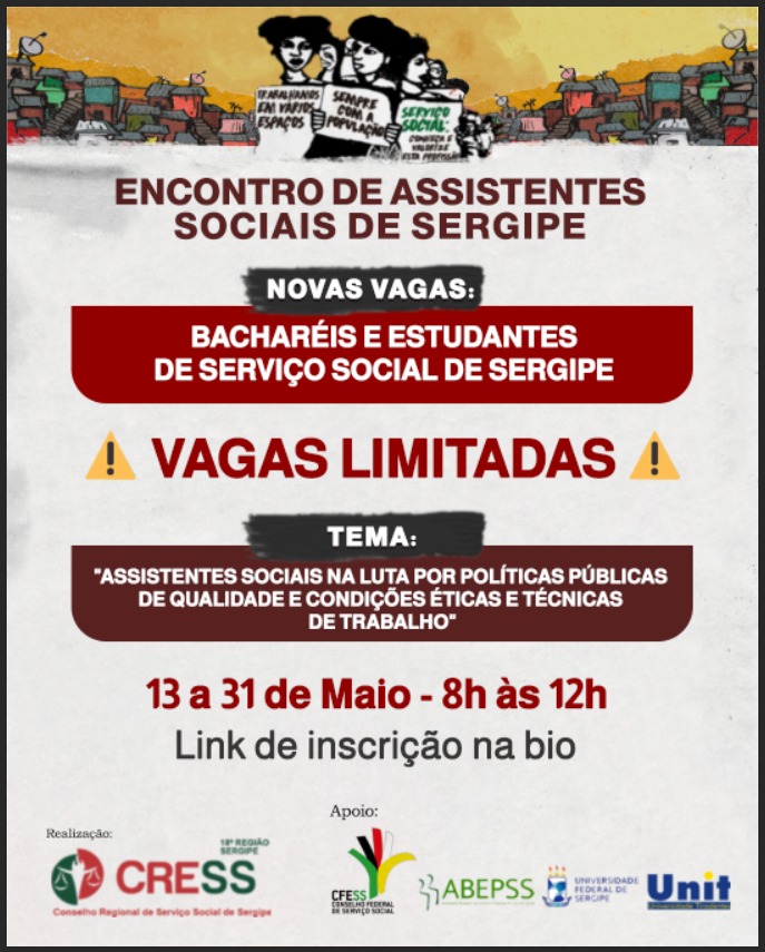 CRESS-SE abre inscrições para Encontro de Assistentes Sociais de Sergipe