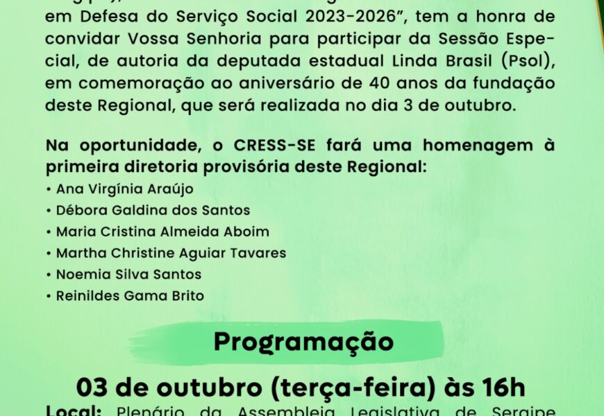 CRESS-SE comemora 40 anos de existência e lança nova logo – CRESS-SE