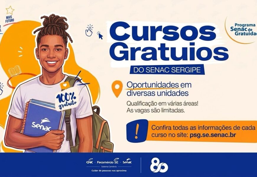 Senac Sergipe abre inscrições para 575 vagas em cursos gratuitos em seis municípios